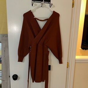 Lulu's Cinnamon Knit Sweater Dress